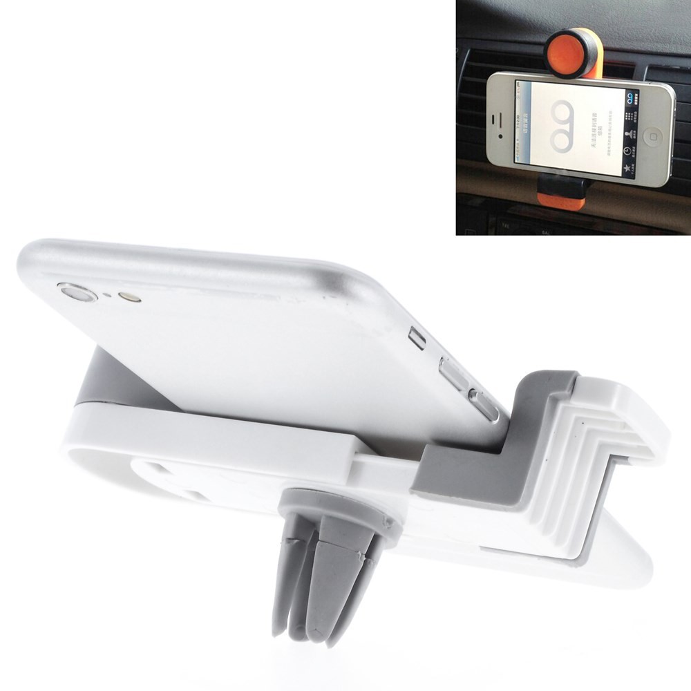 Car Air Vent Mount Holder w/ Rotary Cradle for iPhone, Samsung, HTC, LG, Sony, Width: 52-90mm - White-1