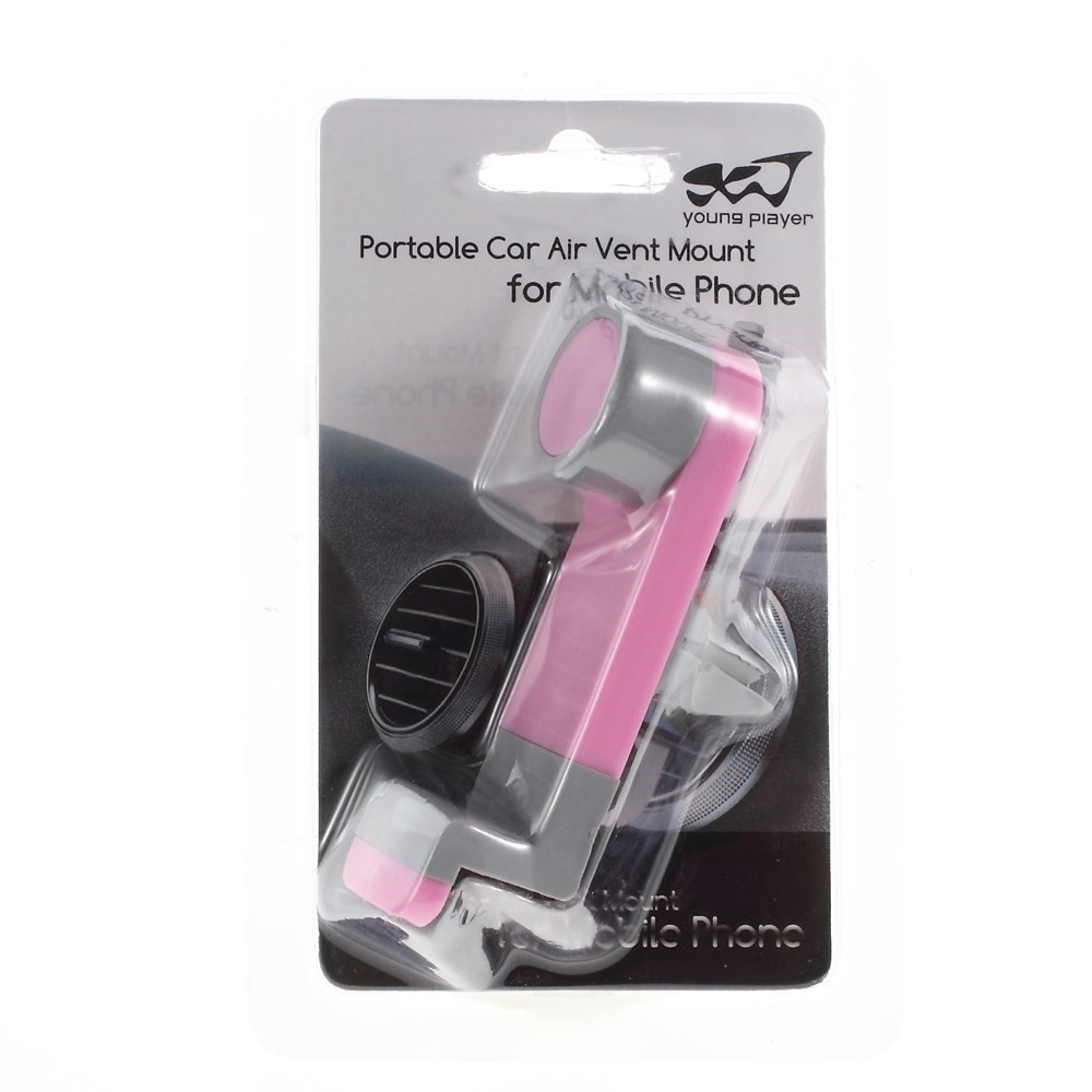 Car Air Vent Mount Holder w/ Rotary Cradle for iPhone, Samsung, HTC, LG, Sony, Width: 52-90mm - Rose-7