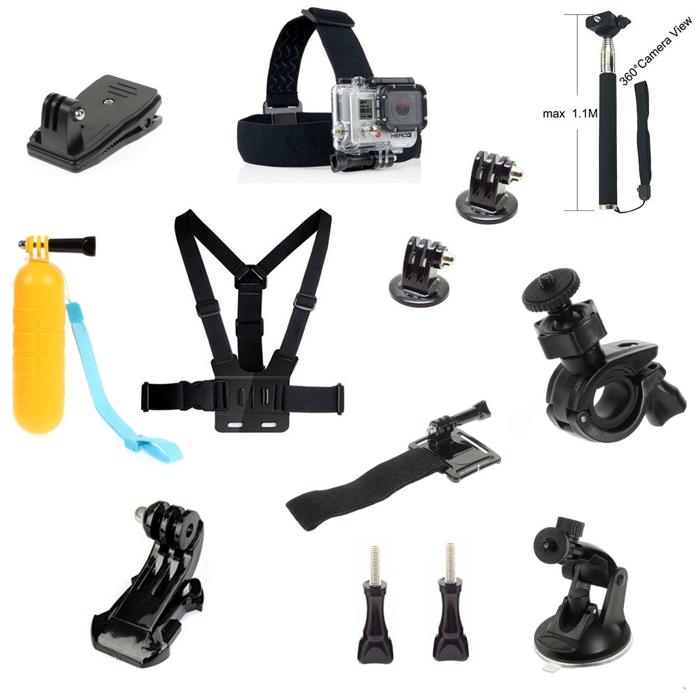 13-in-1 Sports Accessory Kits with Chest Strap, Monopod for GoPro Hero 4/3+/3/2/1 SJ4000/SJ5000/SJ6000 Xiaomi Yi-1