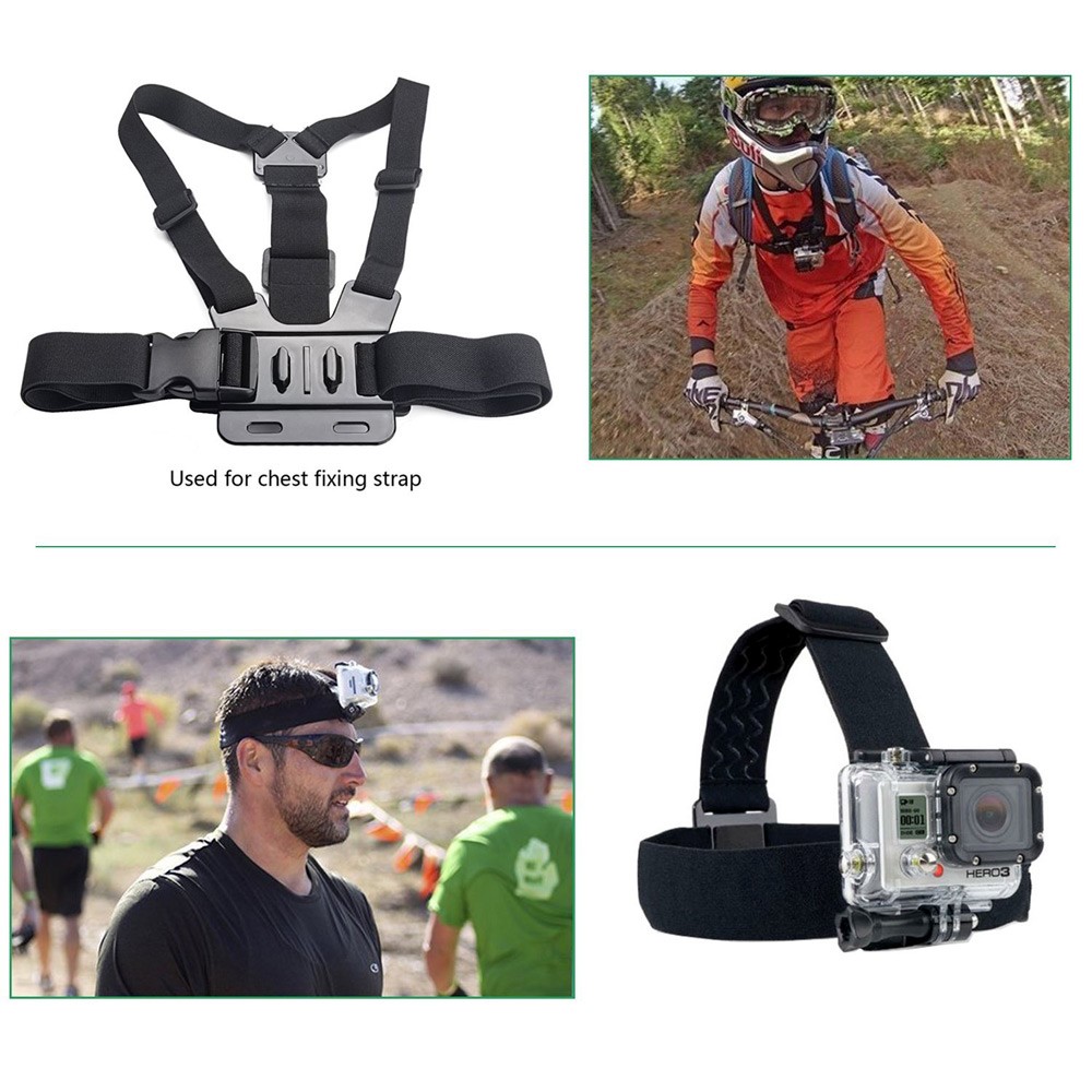 13-in-1 Sports Accessory Kits with Chest Strap, Monopod for GoPro Hero 4/3+/3/2/1 SJ4000/SJ5000/SJ6000 Xiaomi Yi-2