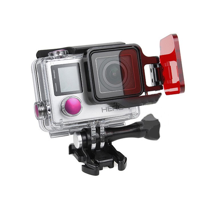 Metal Frame Underwater Diving Filter Lens Cover for GoPro Hero 4/3+ - Black / Red-2