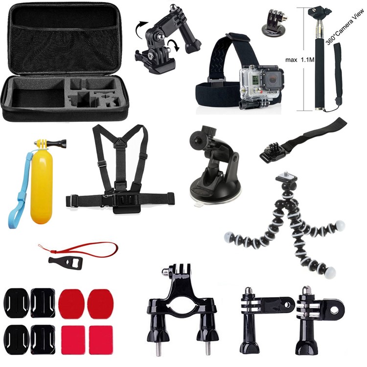 22 in 1 Gopro Accessories Set with Chest Belt, Headstrap for GoPro Hero 4/3+/3/2/1 SJ4000/SJ5000/SJ6000 Xiaomi Yi-1