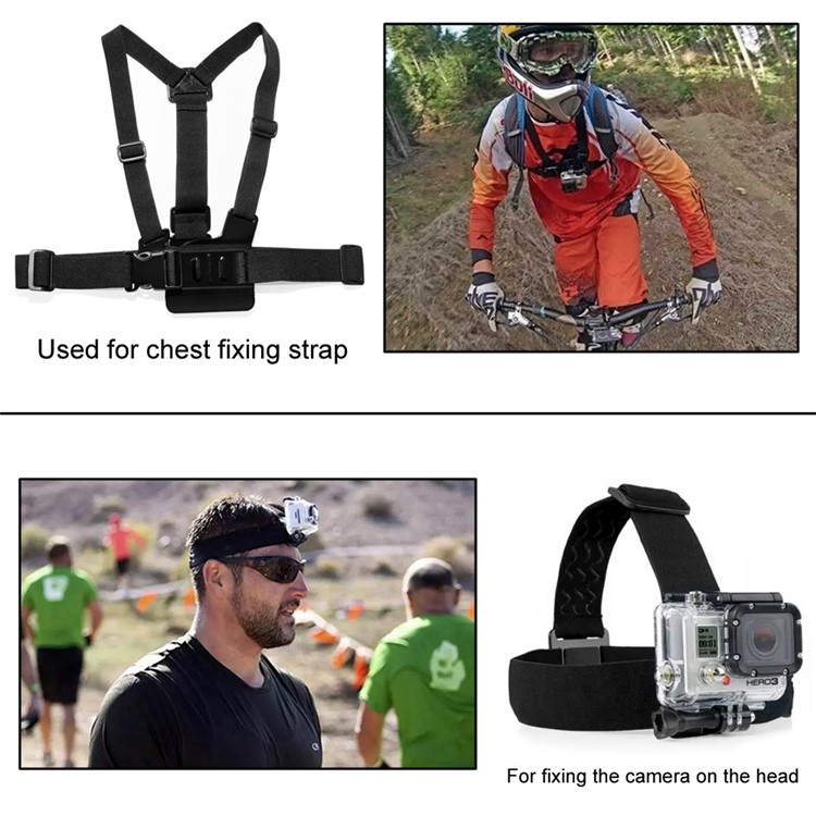 22 in 1 Gopro Accessories Set with Chest Belt, Headstrap for GoPro Hero 4/3+/3/2/1 SJ4000/SJ5000/SJ6000 Xiaomi Yi-3