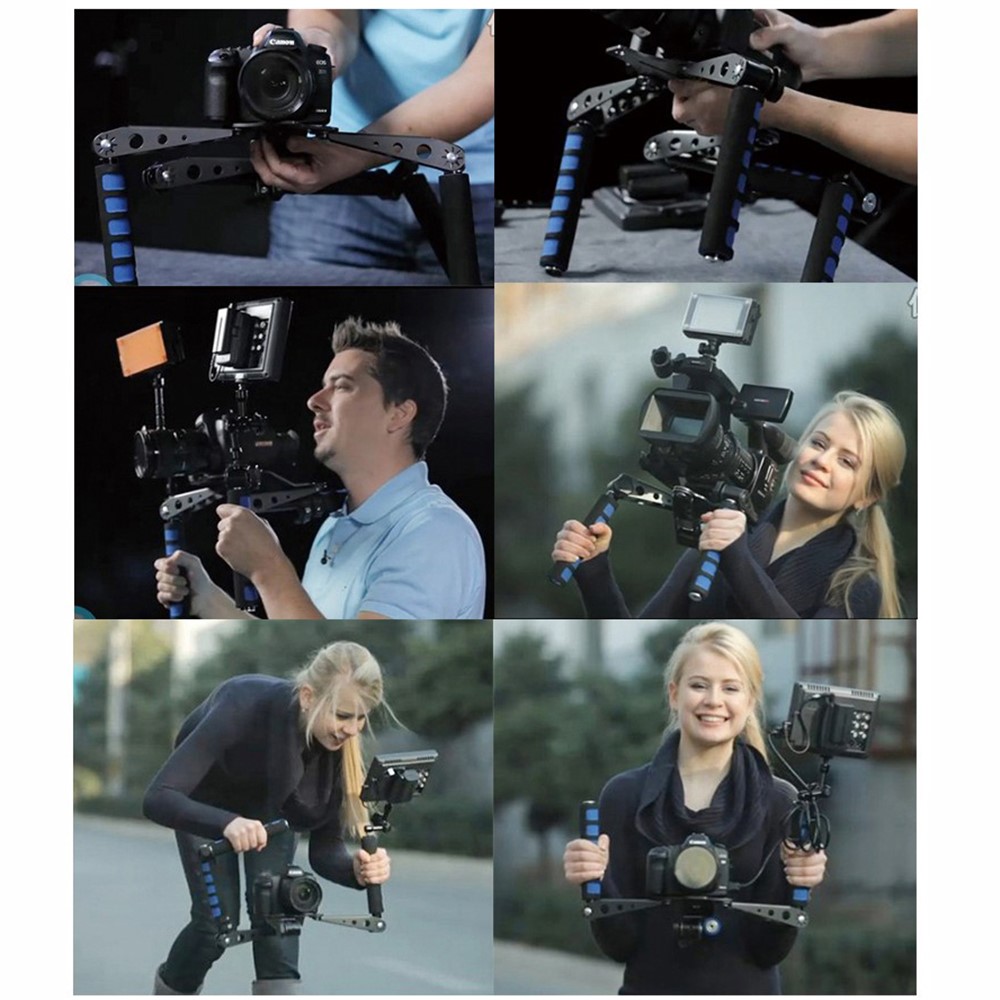 DSLR Rig Film In Lega Di Alluminio Pieghevole Kit Di Montaggio A Spalla Supporto Rig Stabilizzatore Per Canon Nikon Sony Ecc. Fotocamere DSLR-12