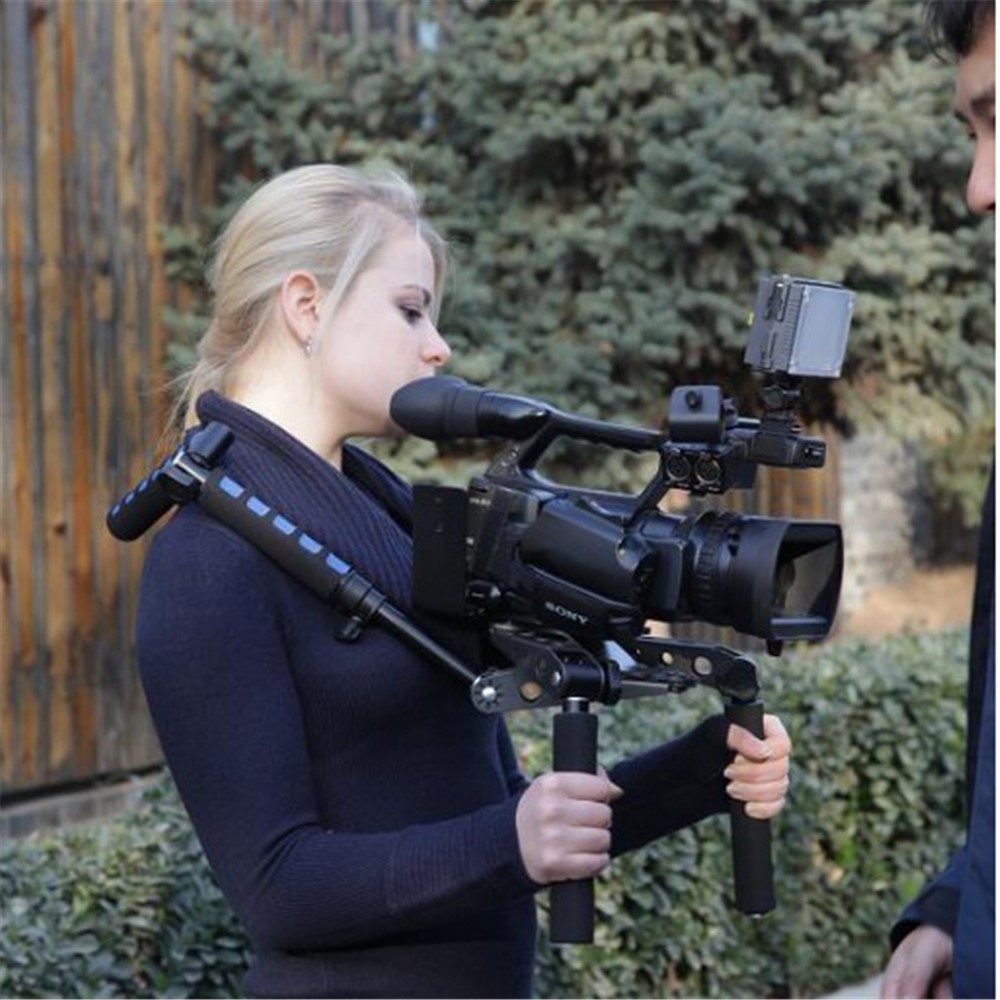 DSLR Rig Film In Lega Di Alluminio Pieghevole Kit Di Montaggio A Spalla Supporto Rig Stabilizzatore Per Canon Nikon Sony Ecc. Fotocamere DSLR-14