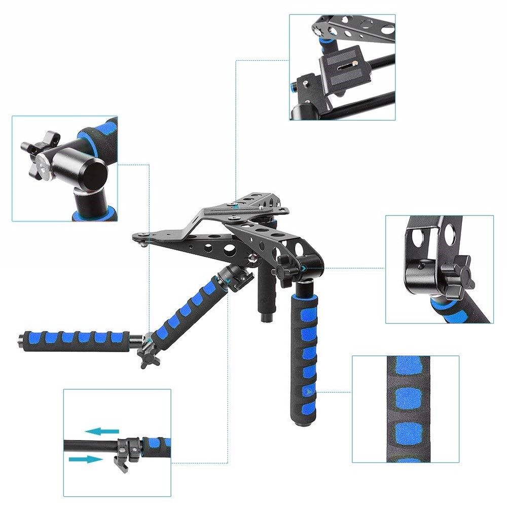 DSLR Rig Film In Lega Di Alluminio Pieghevole Kit Di Montaggio A Spalla Supporto Rig Stabilizzatore Per Canon Nikon Sony Ecc. Fotocamere DSLR-3