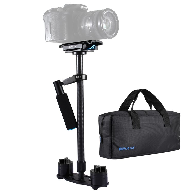 PULUZ P60T Carbon Fiber Handheld Camera Stabilizer with Quick Release Plate for DSLR and Video Camera - Black-1