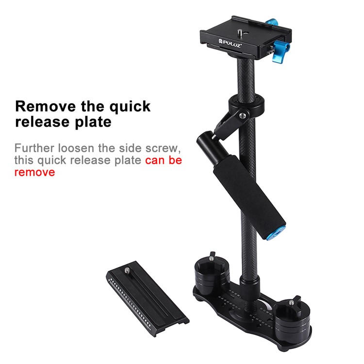 PULUZ P60T Carbon Fiber Handheld Camera Stabilizer with Quick Release Plate for DSLR and Video Camera - Black-5
