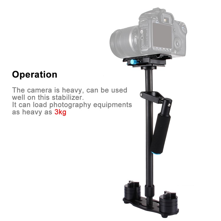PULUZ P60T Carbon Fiber Handheld Camera Stabilizer with Quick Release Plate for DSLR and Video Camera - Black-6