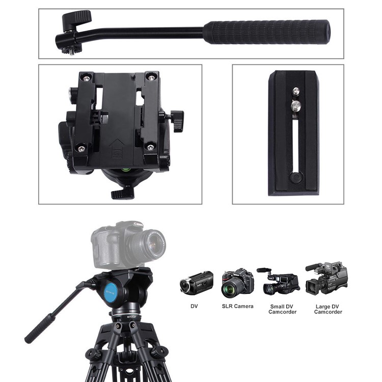 PULUZ PU3004 Aluminum Alloy Camera Tripod for Sony, Nikon, Canon DSLR Cameras - Black-10