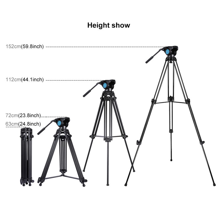 PULUZ PU3004 Aluminum Alloy Camera Tripod for Sony, Nikon, Canon DSLR Cameras - Black-4