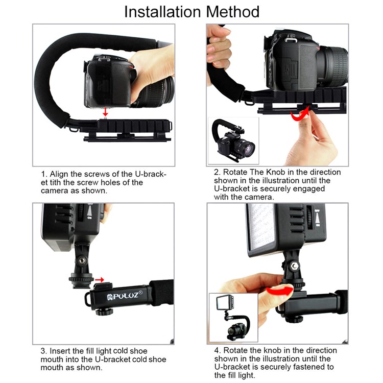 PULUZ PU3005 U Shape Stabilizing Handle Bracket for DV Camcorder, DSLR Camera-9