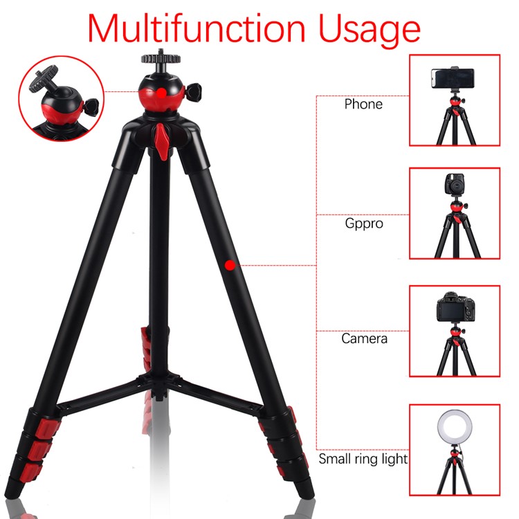 ZOMEI T60 Portable Aluminum DSLR Phone Adjustable Travel Camera Table Camera Tripod with Ball Head-3