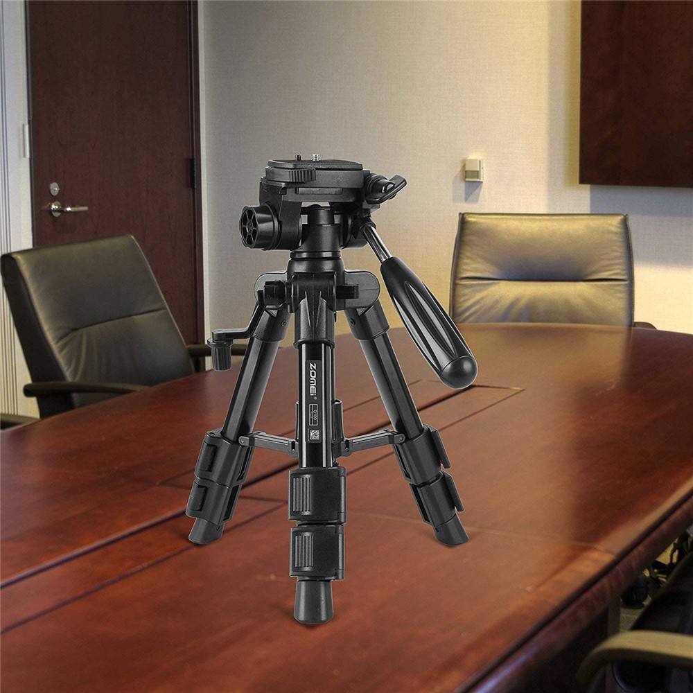 ZOMEI Q100 Portable Aluminum Alloy Mini Travel Camera Tabletop Tripod Lampstand - Black-6