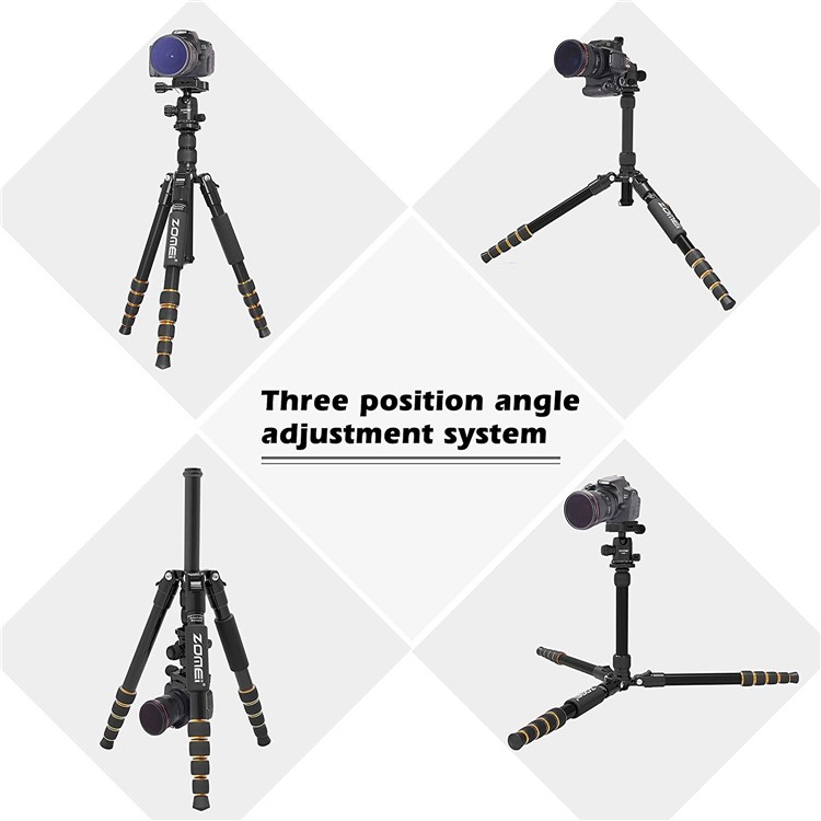 Zomei Q666 Portable Aluminium Alloy Tripod with 360-Degreed Horizontal Ball Head for Cameras Video-2