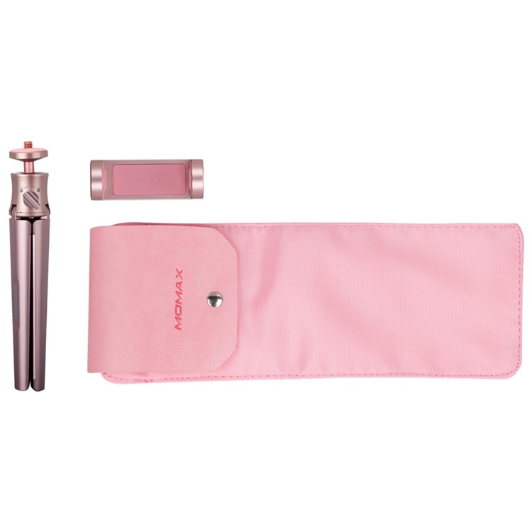 MOMAX Tripod Pro Rotary Tripod + Phone Holder for Smartphones / DSLR Camera - Rose Gold Color-11