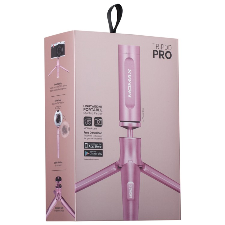 MOMAX Tripod Pro Rotary Tripod + Phone Holder for Smartphones / DSLR Camera - Rose Gold Color-13