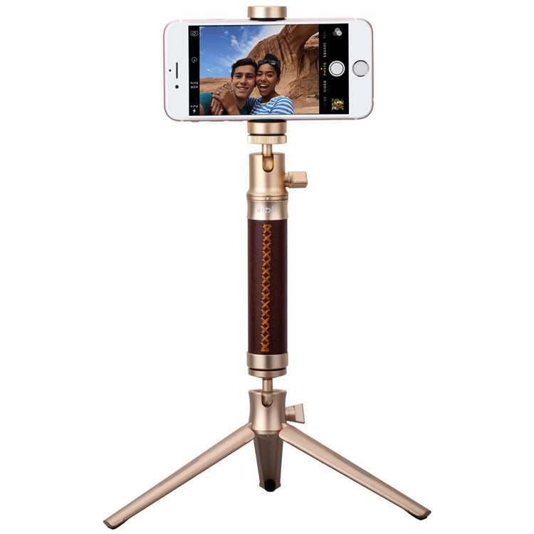 MOMAX Tripod Pro Rotary Tripod + Phone Holder for Smartphones / DSLR Camera - Champagne Gold Color-11