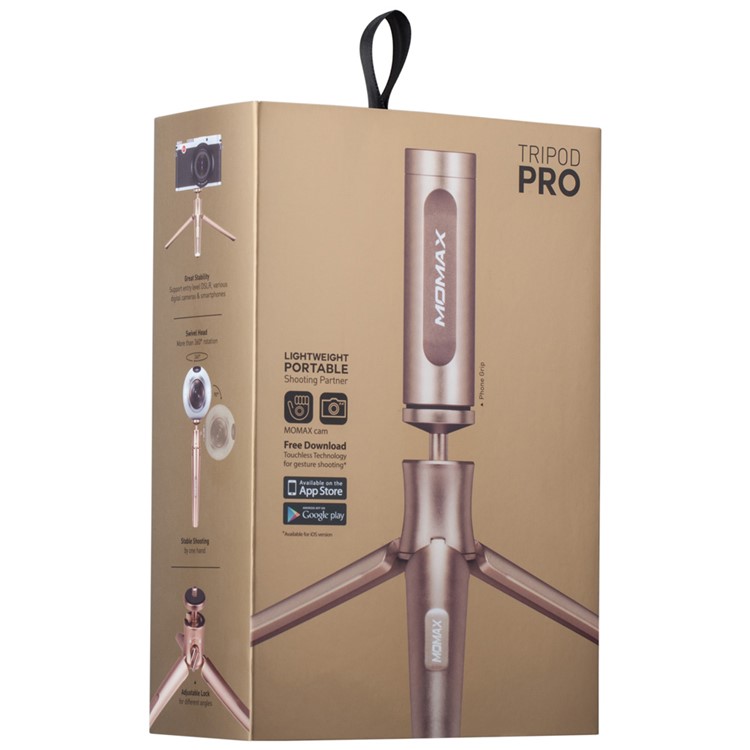 MOMAX Tripod Pro Rotary Tripod + Phone Holder for Smartphones / DSLR Camera - Champagne Gold Color-14