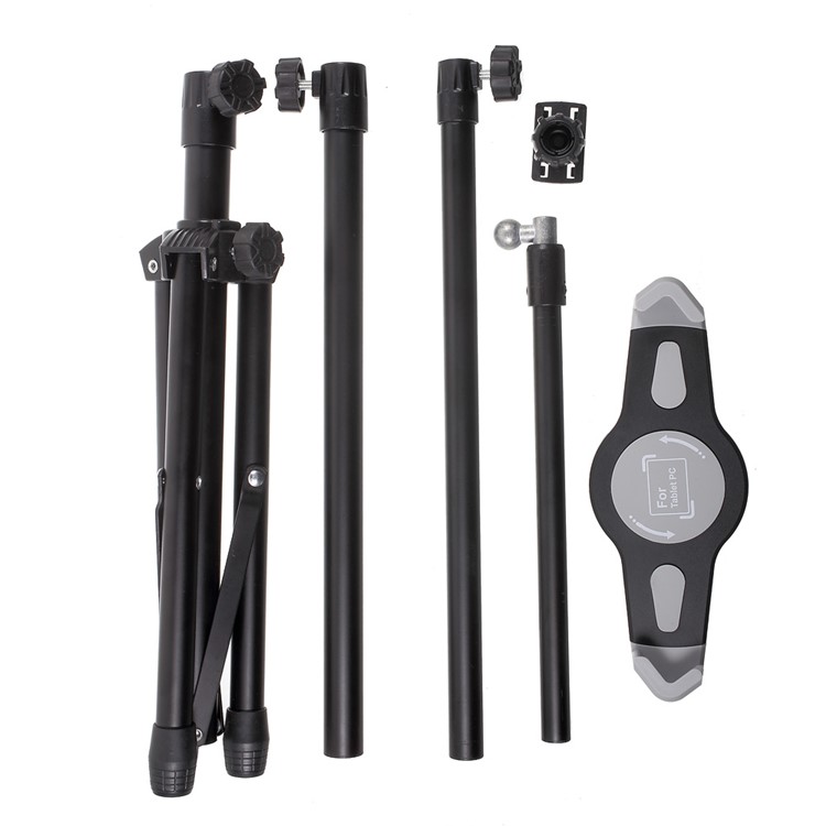 Tripod de Tablette de Sol Réglable Support de Support de Support en Alliage en Aluminium Plus Fort Conception de 4 Sections Pour Ipad / Ipad Mini / Samsung Galaxy Tab, à Moins de 7-11 Pouces