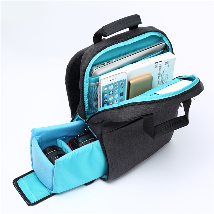 JOYROOM CY197 Oxford Cloth Outdoor Backpack Camera Bag Notebook Bag for DSLR Camera MacBook Pro 13.3 inch - Black-4