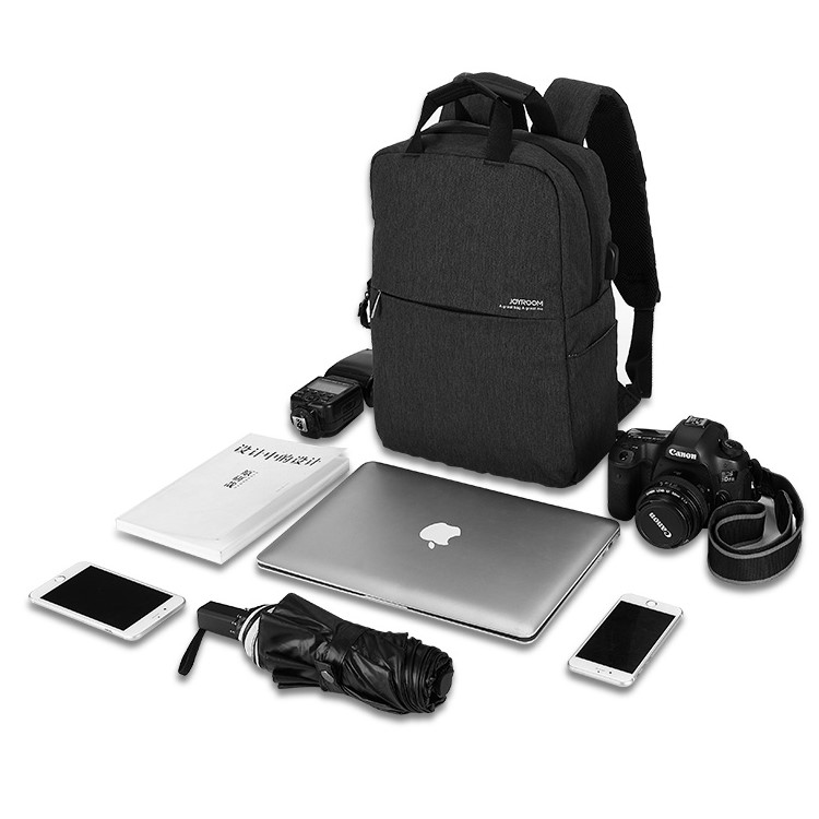 JOYROOM CY197 Oxford Cloth Outdoor Backpack Camera Bag Notebook Bag for DSLR Camera MacBook Pro 13.3 inch - Black-6