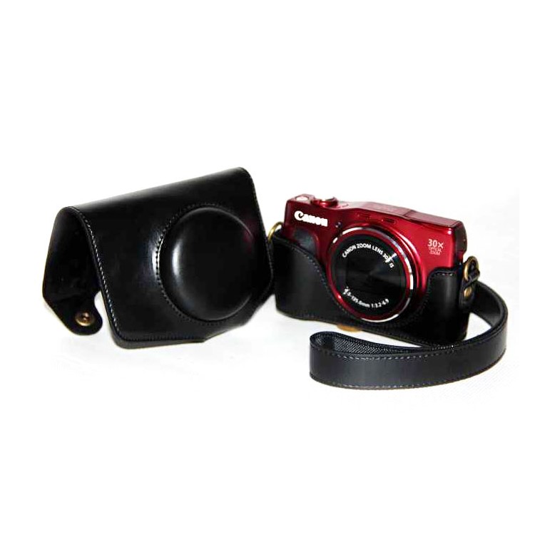 PU Leather Camera Protective Case with Shoulder Strap for Canon SX720 HS/SX700 - Black-4