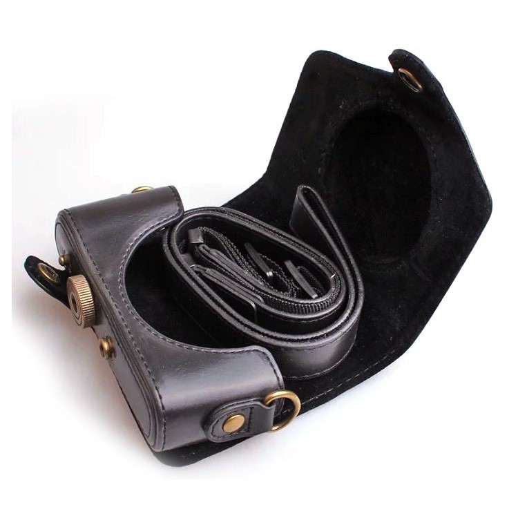 PU Leather Camera Protective Case with Shoulder Strap for Canon SX720 HS/SX700 - Black-5