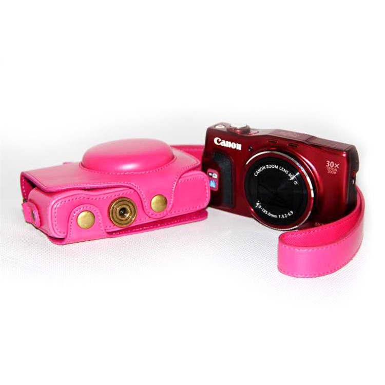 PU Leather Camera Protective Bag with Shoulder Strap for Canon SX720/ SX700/ SX730/ SX740 HS - Rose-2