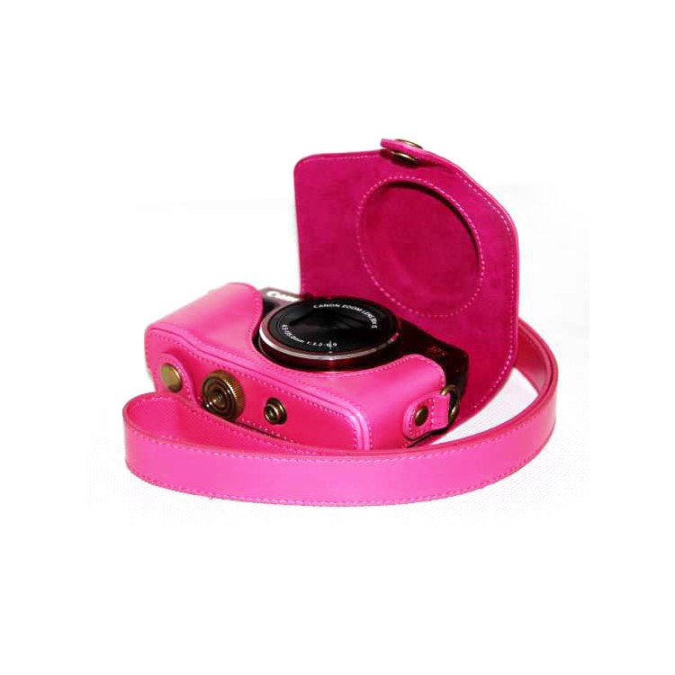 PU Leather Camera Protective Bag with Shoulder Strap for Canon SX720/ SX700/ SX730/ SX740 HS - Rose-3