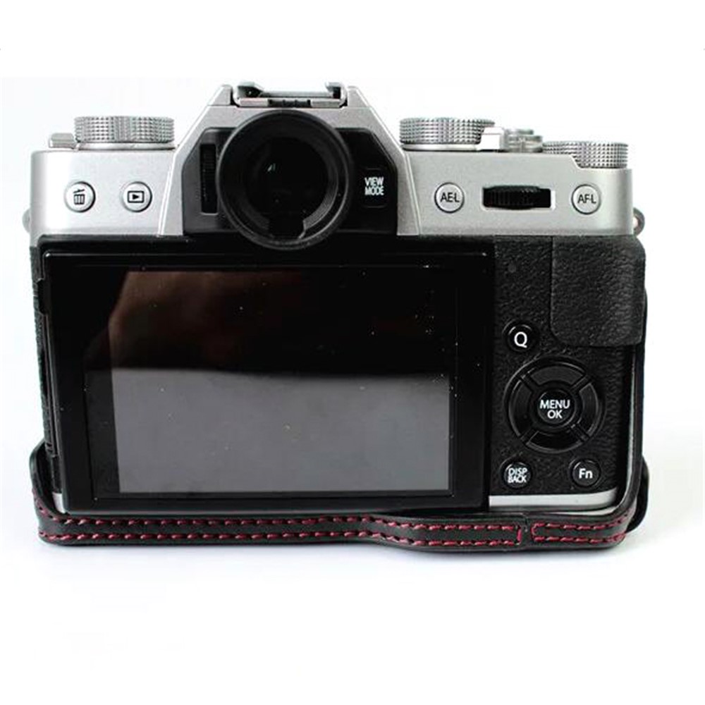 Protective PU Leather Half Camera Case Bag Cover for Fujifilm XT20 Camera - Black-2