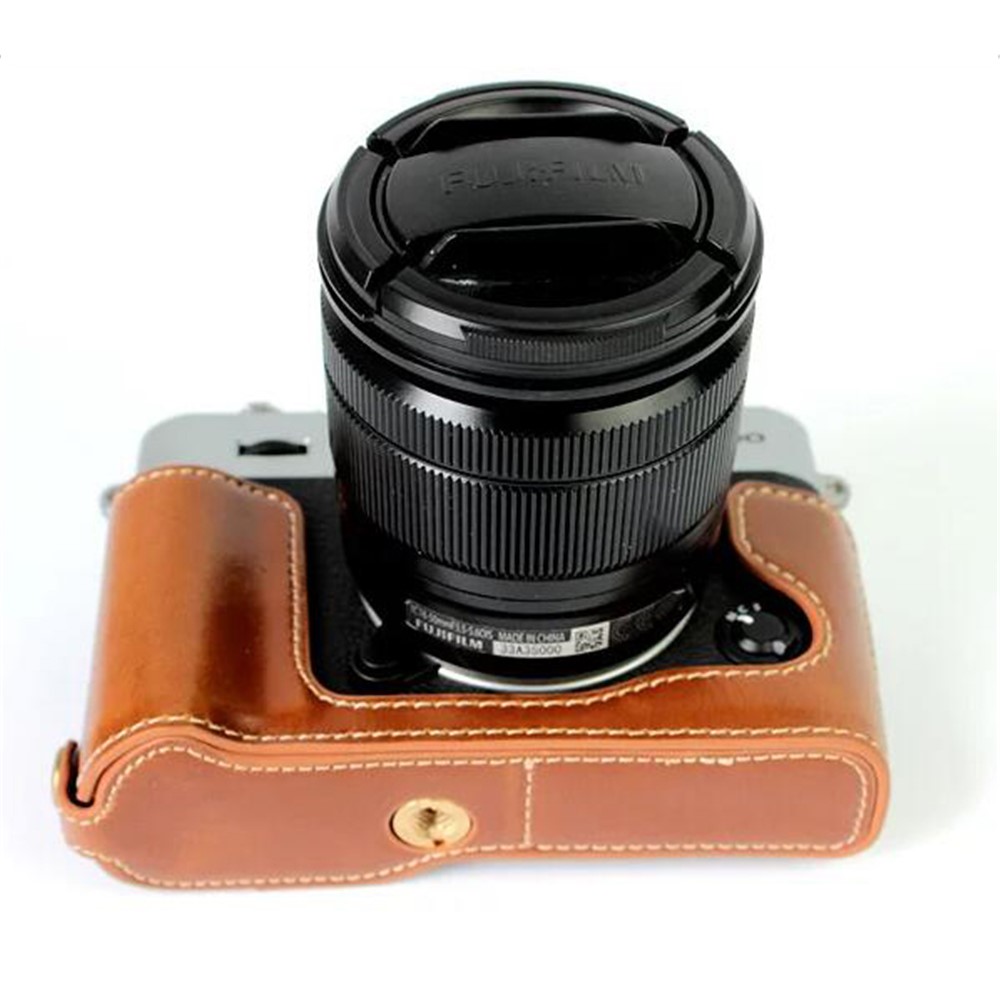 PU Leather Half Bottom Camera Case Cover Protector for Fujifilm XT10 / XT20 Camera - Brown-2