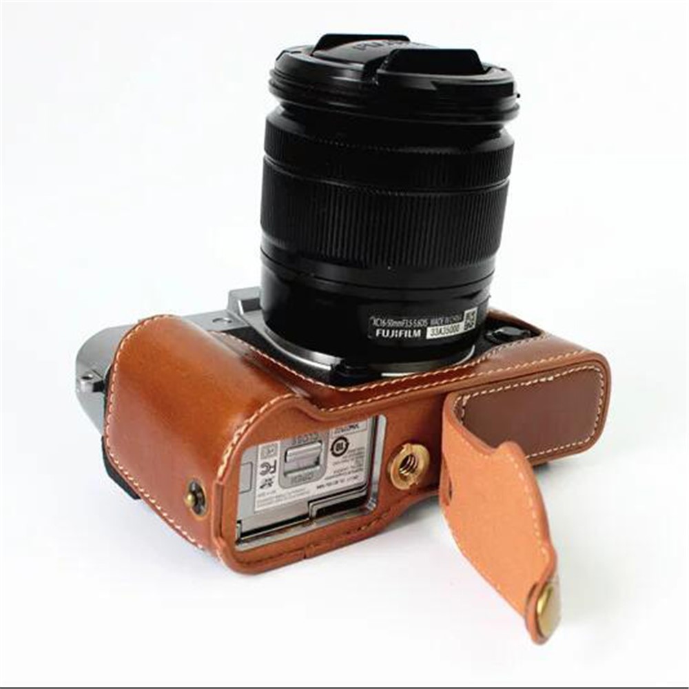 PU Leather Half Bottom Camera Case Cover Protector for Fujifilm XT10 / XT20 Camera - Brown-3