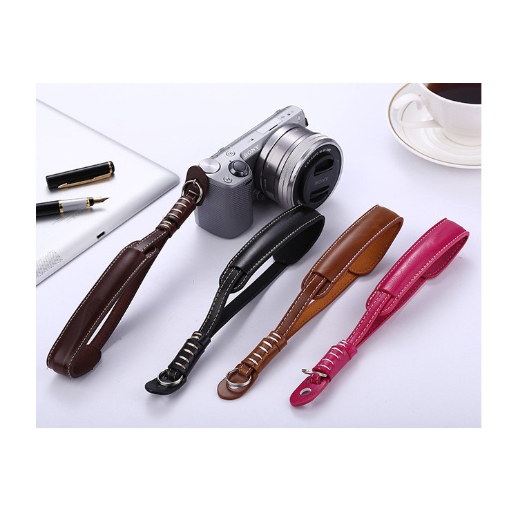 Universal PU Leather Hand Grip Wrist Strap for Canon Nikon Sony etc. DSLR Camera - Random-1