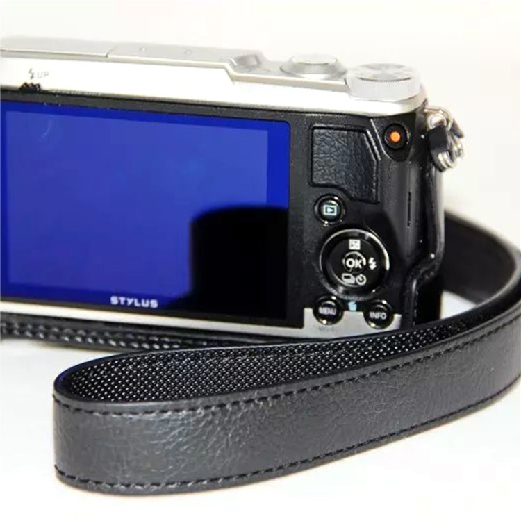Protective Leather Camera Case with Shoulder Strap for Olympus SH-2/SH-1 - Black-3