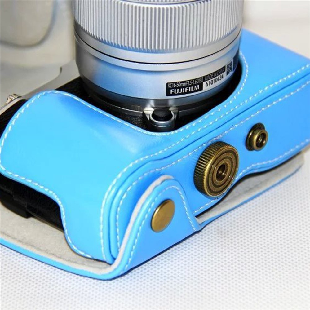Protective Leather Camera Case with Shoulder Strap for Fujifilm XM1/XA2/XA1 - Blue-2