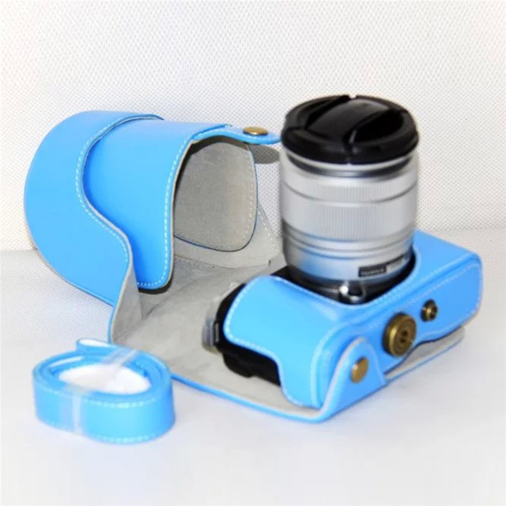 Protective Leather Camera Case with Shoulder Strap for Fujifilm XM1/XA2/XA1 - Blue-6