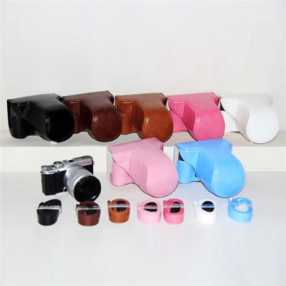 Protective Leather Camera Case with Shoulder Strap for Fujifilm XM1/XA2/XA1 - Blue-9
