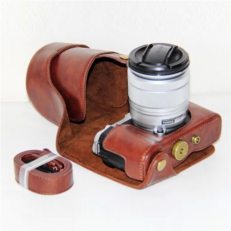 Protective Leather Camera Cover with Shoulder Strap for Fujifilm XM1/XA2/XA1 - Brown-2