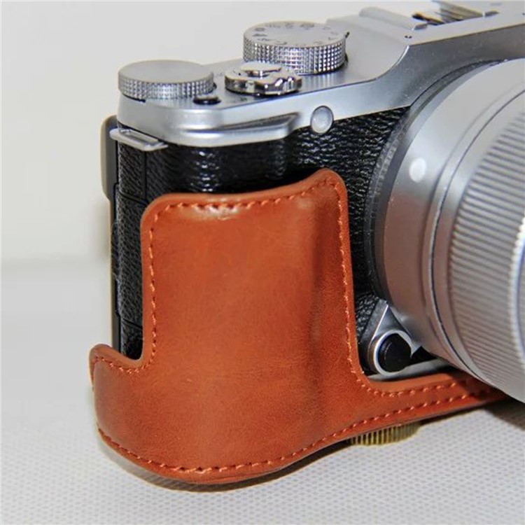 Protective Leather Camera Cover with Shoulder Strap for Fujifilm XM1/XA2/XA1 - Brown-3