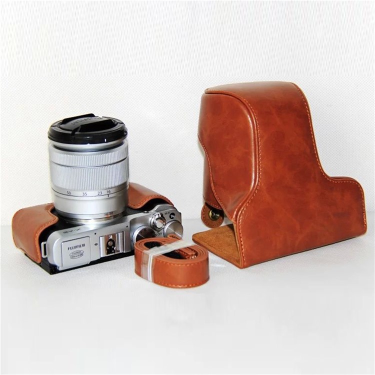 Protective Leather Camera Cover with Shoulder Strap for Fujifilm XM1/XA2/XA1 - Brown-5