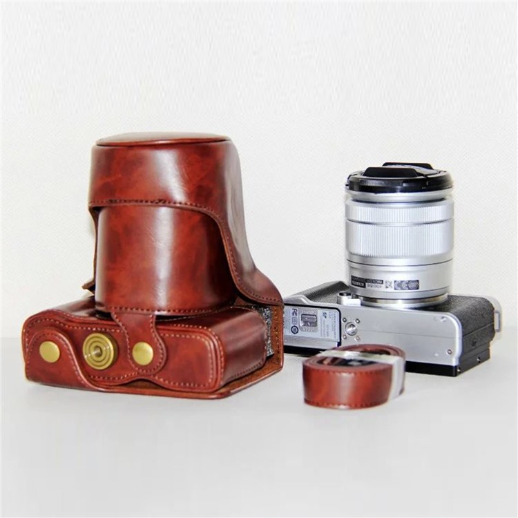 Protective Leather Camera Cover with Shoulder Strap for Fujifilm XM1/XA2/XA1 - Brown-7