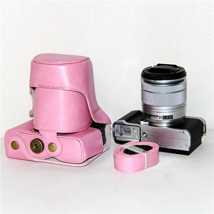 PU Leather Camera Protective Case with Shoulder Strap for Fujifilm XM1/XA2/XA1 - Pink-1