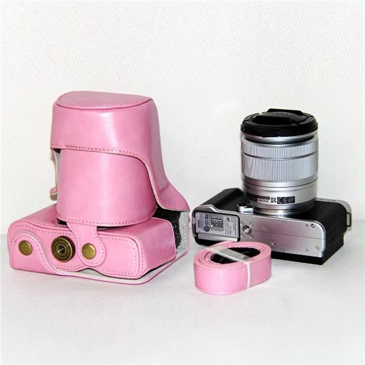 Caso Protector de la Cámara de Cuero PU Con Correa Para el Hombro Para Fujifilm XM1/XA2/XA1 - Rosado