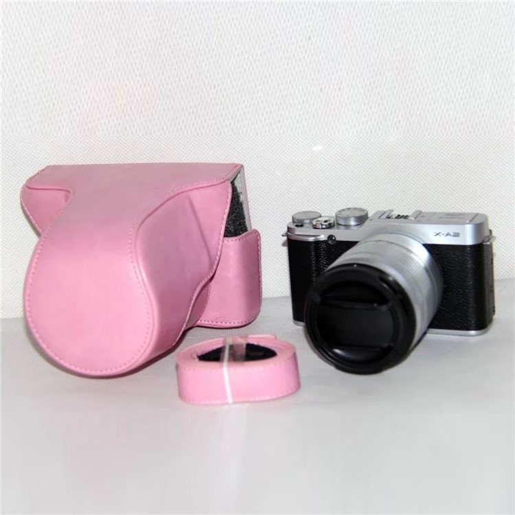PU Leather Camera Protective Case with Shoulder Strap for Fujifilm XM1/XA2/XA1 - Pink-2
