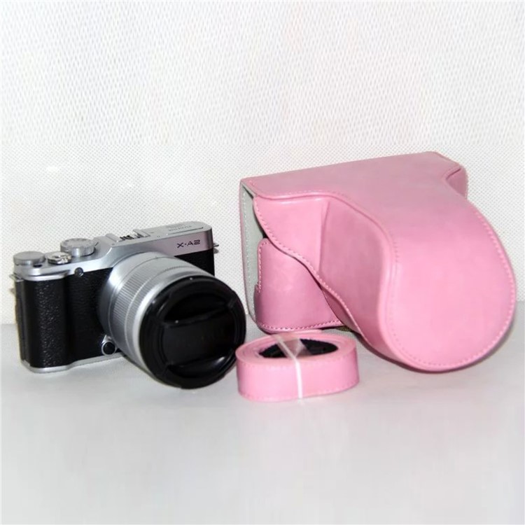 PU Leather Camera Protective Case with Shoulder Strap for Fujifilm XM1/XA2/XA1 - Pink-4