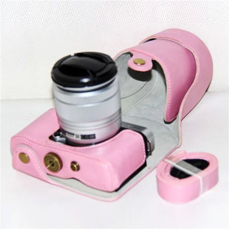 PU Leather Camera Protective Case with Shoulder Strap for Fujifilm XM1/XA2/XA1 - Pink-5
