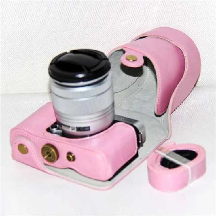 Caso Protector de la Cámara de Cuero PU Con Correa Para el Hombro Para Fujifilm XM1/XA2/XA1 - Rosado