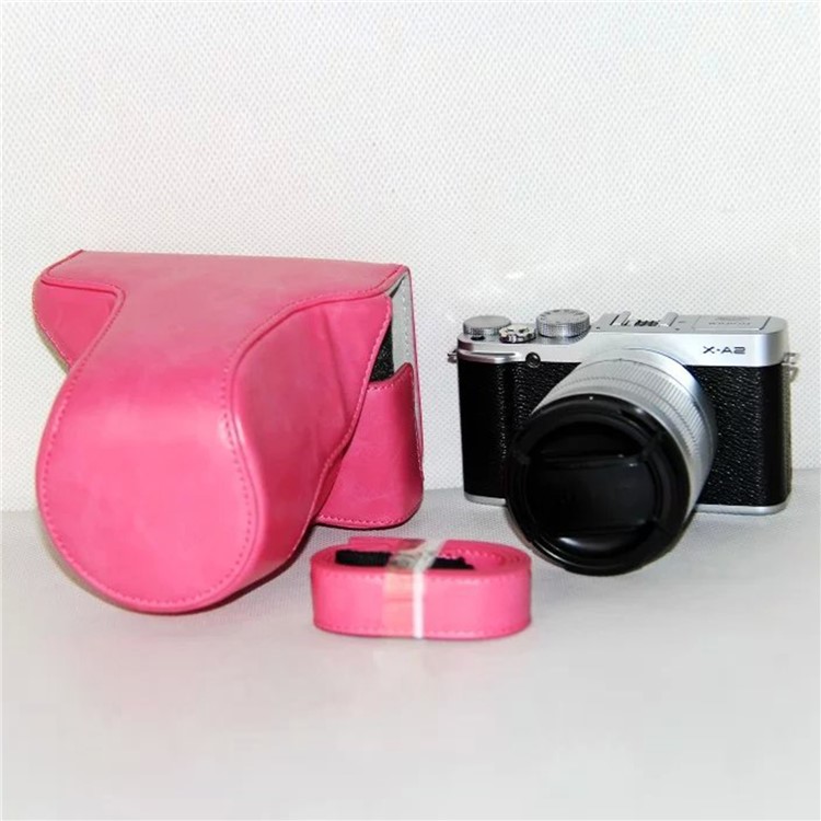 PU Leather Camera Protective Cover with Shoulder Strap for Fujifilm XM1/XA2/XA1 - Rose-3