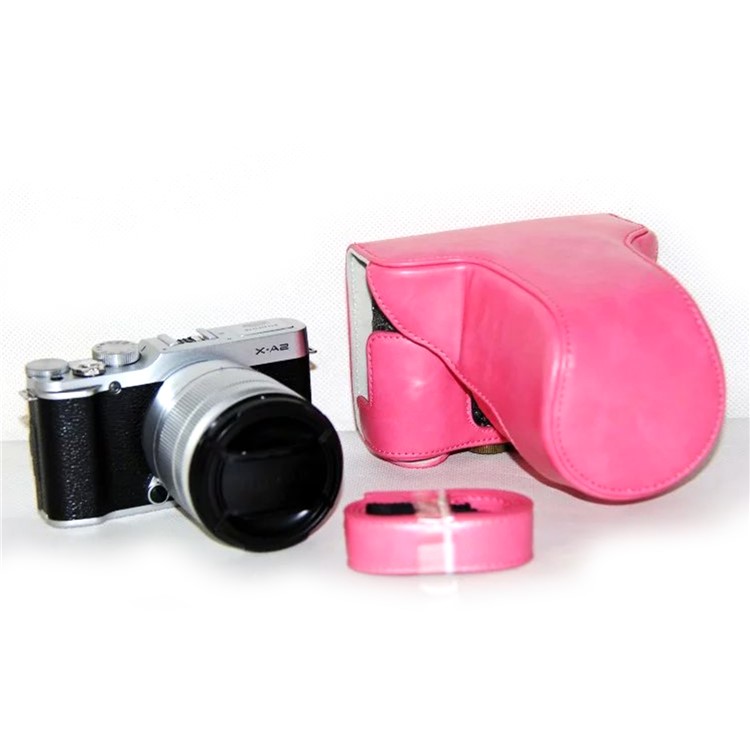 PU Leather Camera Protective Cover with Shoulder Strap for Fujifilm XM1/XA2/XA1 - Rose-5